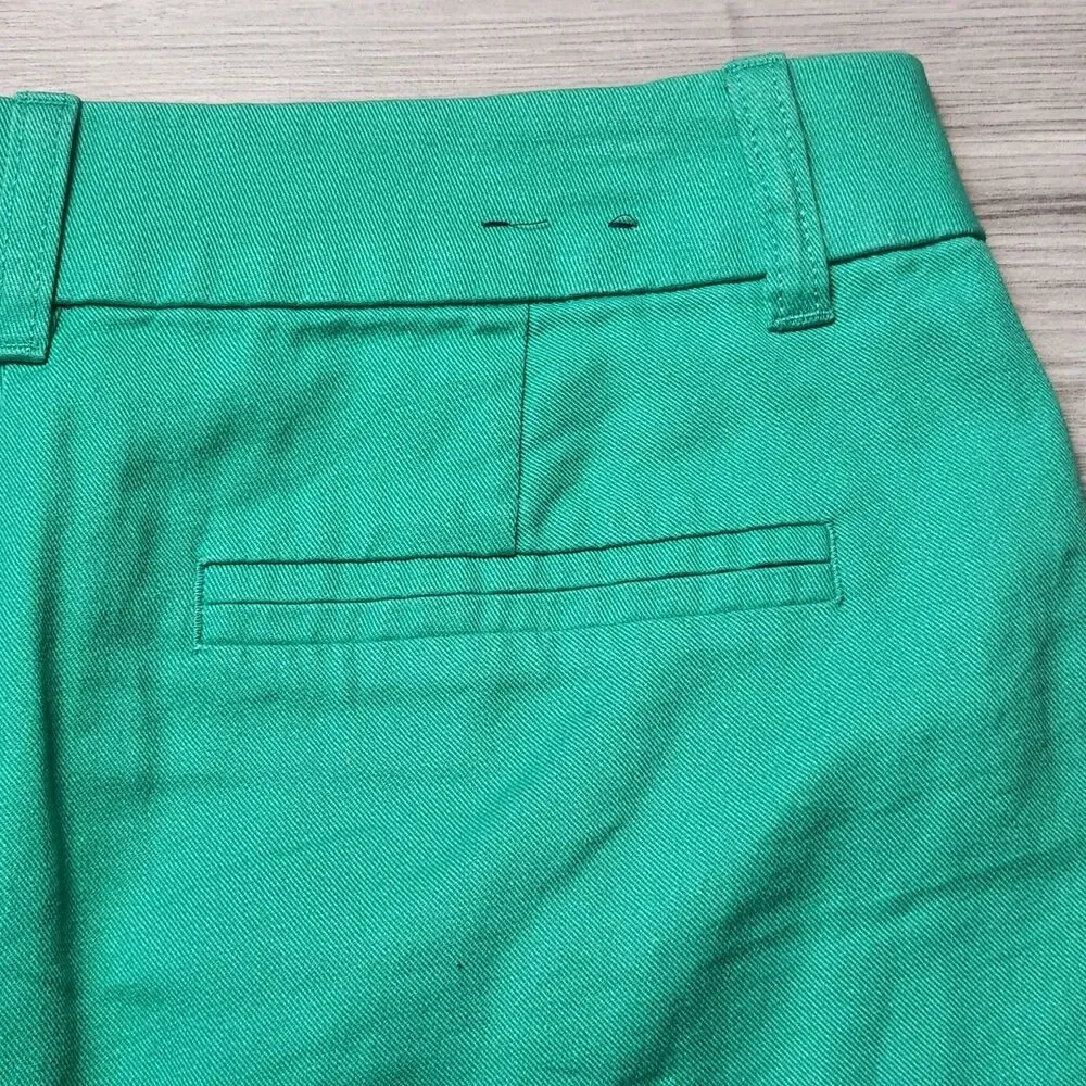 J.Crew Chino Shorts Women's Size 2 Green Cotton Classic Preppy Casual Summer